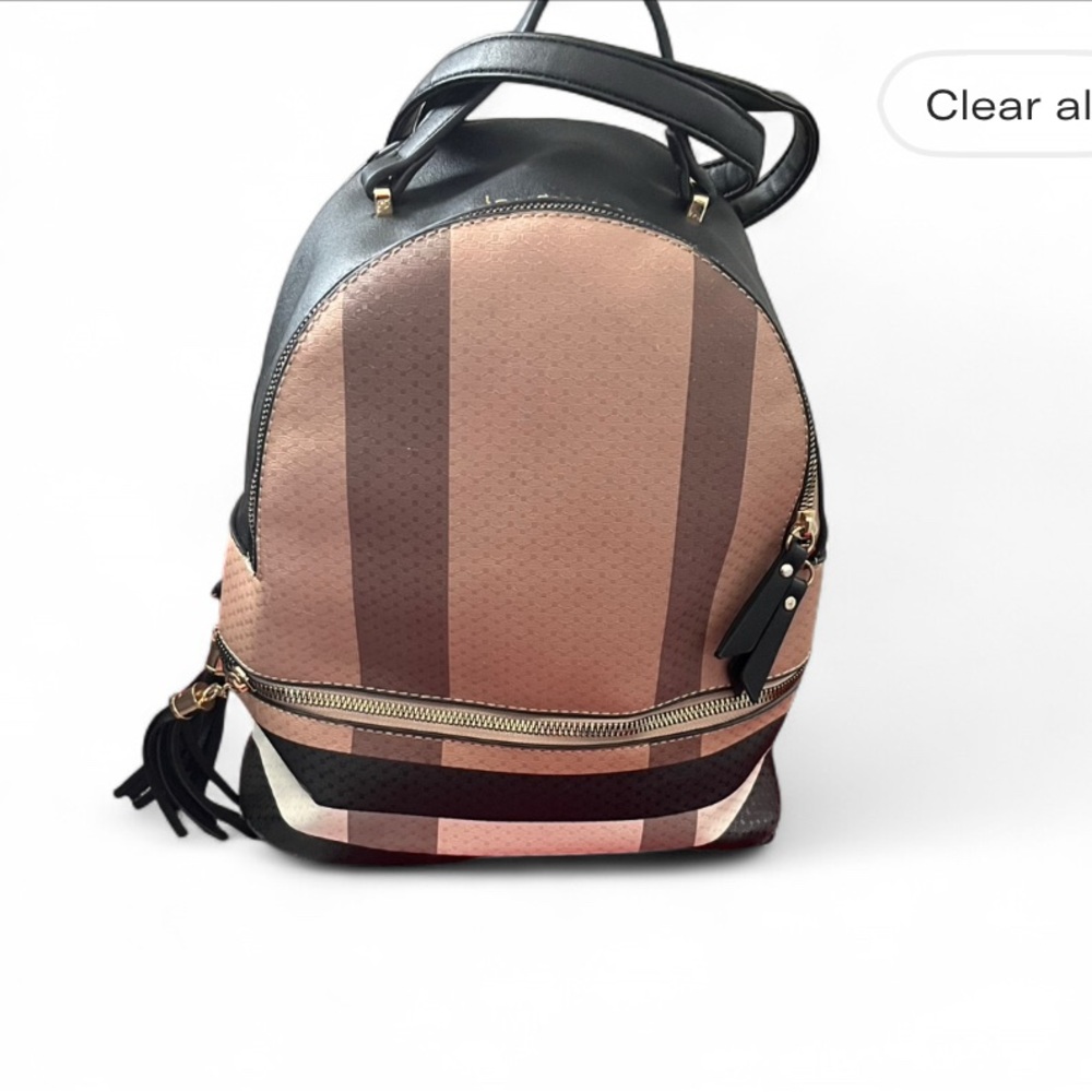 Striped Black and Brown Women's Backpack